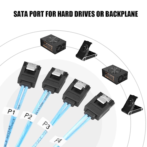 Cabledeconn 36P SFF-8087 til 4 SATA 7Pin Harddisk Datatransmissionskabel (1m)