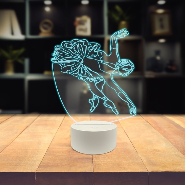 Dansande 3D LED-bordlampa, Poserande Balletdansare Reverence Klassisk Musik, Optisk Illusion Akrylplatta