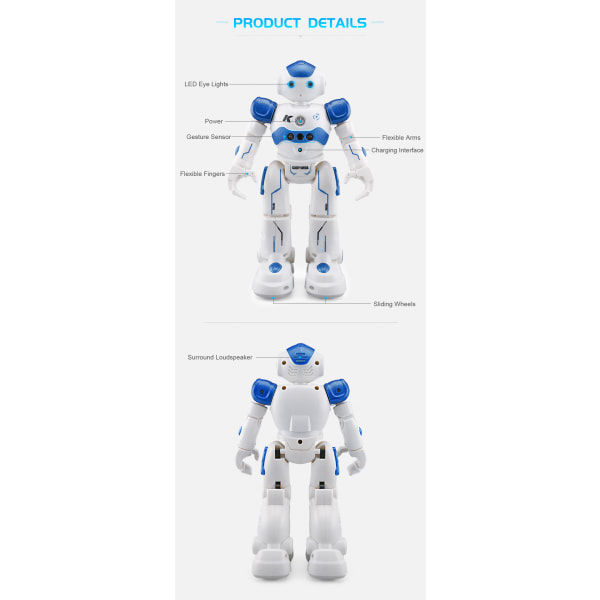 Smart robotleksak för barn, programmerbar fjärrkontrollrobot med interaktiva handrörelser, uppladdningsbar dansande RC-robotleksak för 3-12 år