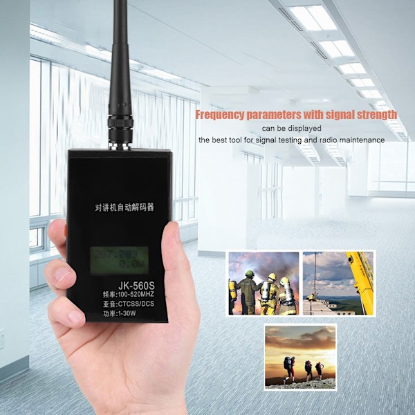 Frekvensteller JK560S for Baofeng Walkie Talkie Dekoder 1-30w 100-520MHz CTCSS/DCS Antenne