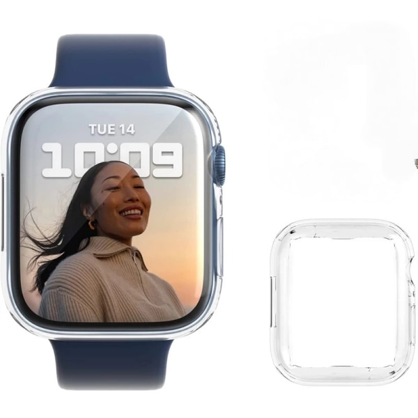 Etui til Apple Watch Series 6 /SE/54 Skærmbeskytter 44mm iWatch Overordnet Beskyttende Etui TPU HD Klar Ultra-tynd Cover