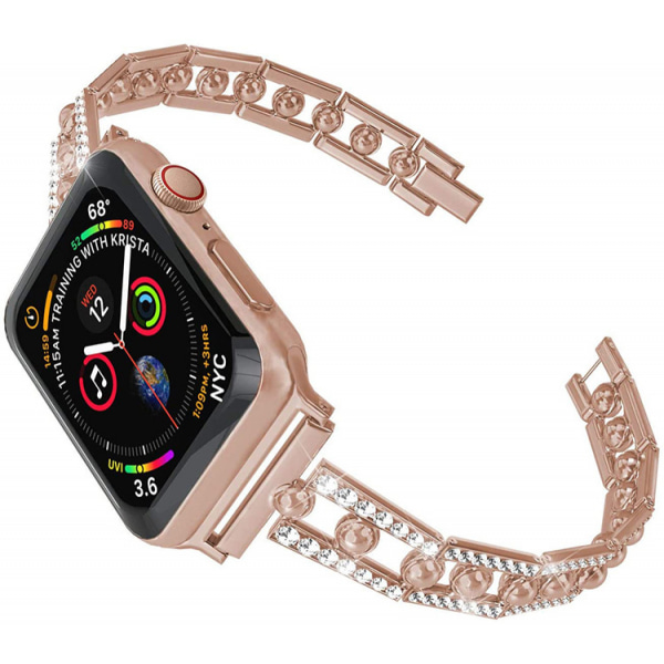 Rustfrie stålremmer til Apple Watch 42/44/45mm, diamant-rhinestone-armbånd i metall til iWatch Series 8/7/6/5/4/3/2/1/SE
