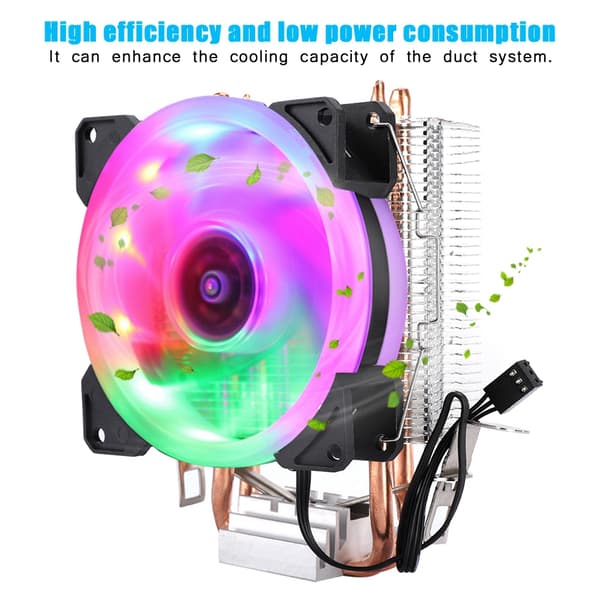 9cm CPU-køler 2 rør enkelt ventilator CPU-køling radiator Aurora farverige lys luftkøling ventilator