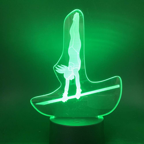 3D Gymnastik nattlyslampe Illusions nattlys 7 fargeendrende berøringsbryter skrivebordsdekorasjonslamper med akryl flat ABS-base USB-kabel leketøy (buss)