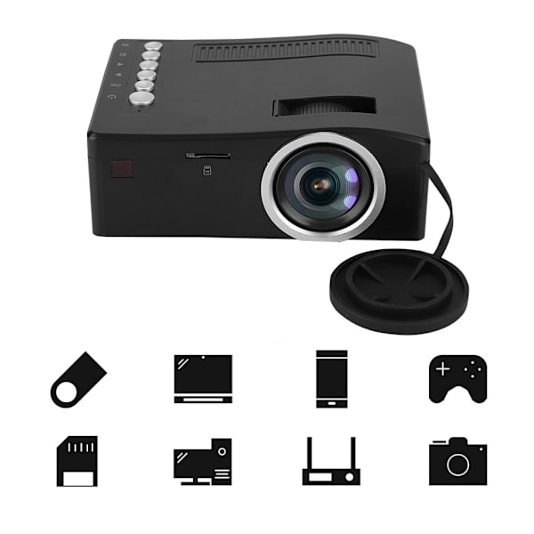 1080P Mini Projektor AV/HDMI/USB/TF Hjem LED Projektor 15-110in Projeksjon -