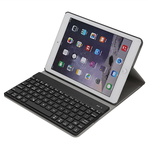 Portabelt Bluetooth-tangentbord Läderfodral Skyddande Fodral För iPad Pro9.7 iPad Air2 Svart
