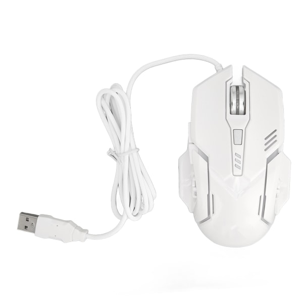 Langallinen pelihiiri DPI 1200 1800 2400 3600 USB-liitäntä RGB-taustavalaistu ergonominen PC-pelihiiri kotikäyttöön ja toimistoon White