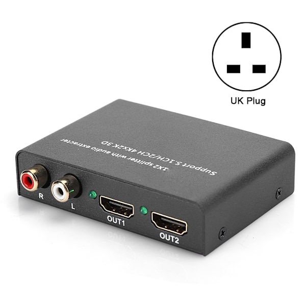 Audio Extractor HDMI Splitter Adapter 1 Inngang 2 Utgang Forsterket Bryter -240V