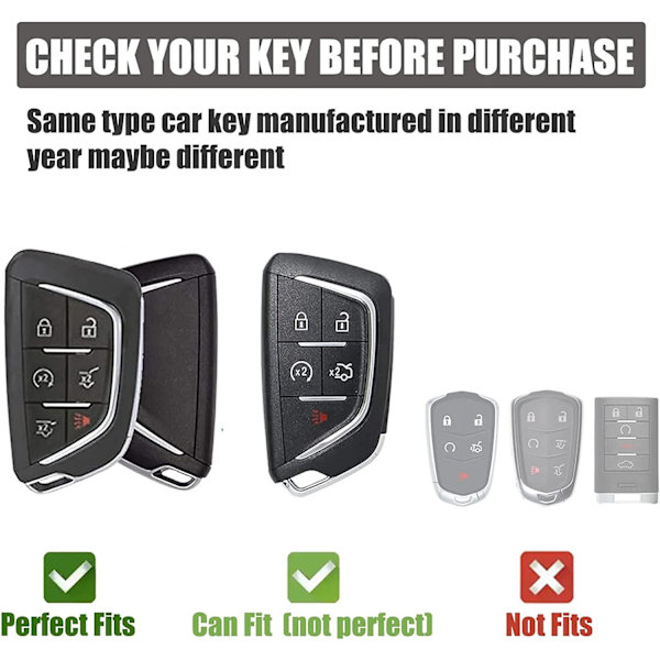 Gematay for Cadillac nøkkelringdeksel med nøkkelring, myk TPU nøkkelringbeskytter skall kompatibel med Cadillac 2020 2021 2022 ATS Smart Key Case