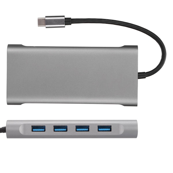 USB C Dockningsstation 11 i 1 Hållbar Robust 87W Snabbladdning 5Gbps Stabil Snabb Bärbar USB Multiport Hub