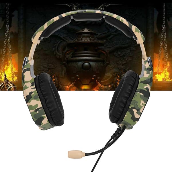 K8 Computer Gaming Headset med LED-lys og støjreducerende mikrofon til bærbar computer