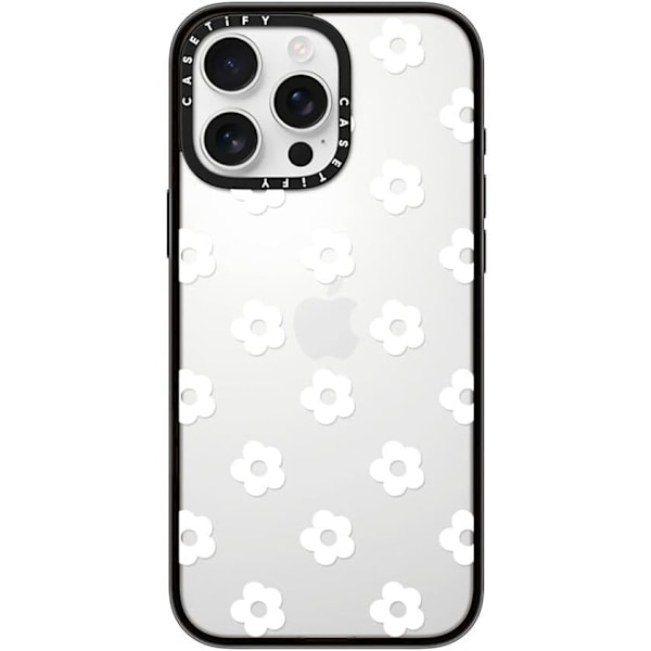 Kompakti iPhone 16promax -kotelo [1,2 m 2X sotilastason pudotussuoja/ohut/kevyt] - Pienet päivänkakkarat - Valkoinen - Kirkas Musta