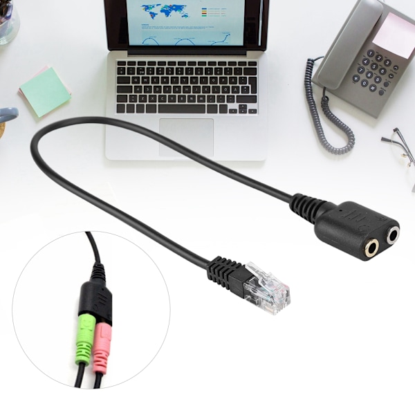 Dubbel 3,5 mm Jack till RJ9/RJ10 Telefon Headset Kabel för Cisco Office Adapter Kontaktkabel