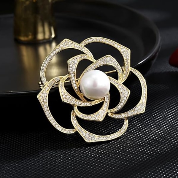 Blomsterspänne för kvinnor, strassblomsterspänne, blomsterspännen, smyckesgåva till mamma, fru Style 5(Gold)