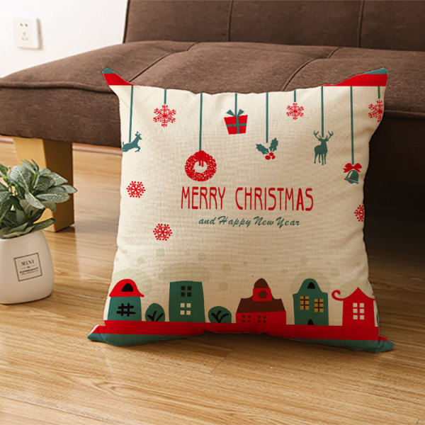 JUSTUP Juledekorasjoner Putetrekk 18×18 Tommer Snøfnugg Julenisse Snømann Hjort  Jul Rustikk  Juleputer Bondegård Juledekor Puter