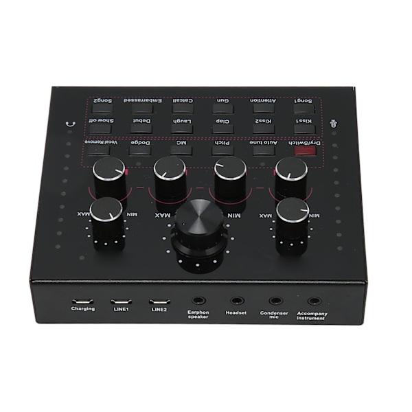 Live Sound Card 12 Special Effects Intelligent Lifting Background Music Professional Sound Mixer Board for Streaming Black