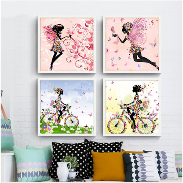 Wekity Blomsterfe Vægkunst Lærredstrykplakat, Enkelt Mode Vandfarve Kunsttegning Indretning Til Hjem Stue Soveværelse Kontor Og Børneværelse