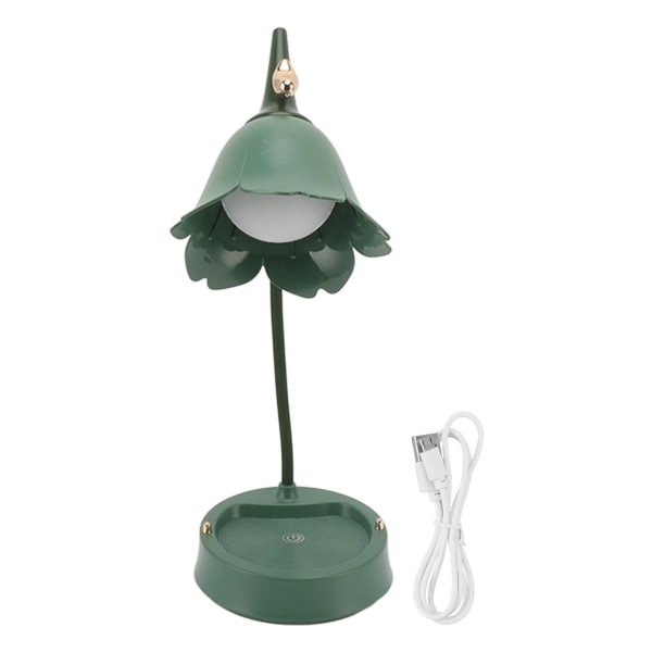 3W LED-bordlampe med berøring, 3-trinns dimbar, sammenleggbar kronbladformet skrivebordslampe, USB 5V Green