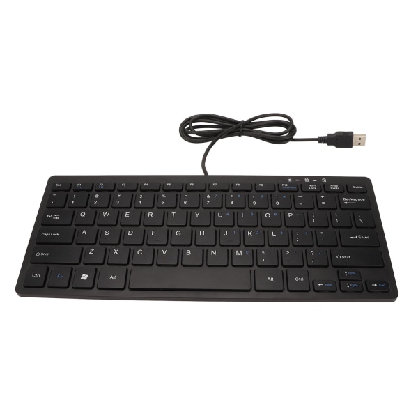 USB kablet tastatur 78 taster Ultratynt Mini Bærbart Anti-Slip Mute-tastatur for bærbare datamaskiner Stasjonære Black