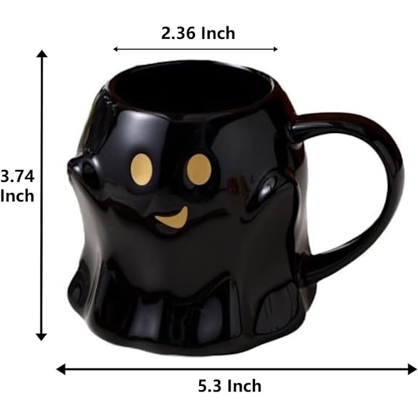 Novelty Spøgelseskop 3D Sød Keramik Kaffe Kop Perfekt til Fødselsdag Hvid Elefant Gave til Kaffe Mælk Te Elsker Black