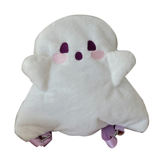 Ghost Plush Backpack Cute Large Capacity Soft Cartoon Multifunctional Fluffy Bag for Girls Women White Free Size