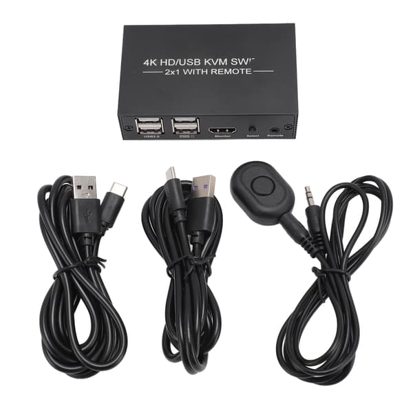 KVM-switch 4 USB 2.0-porte 1 skærm 2 computere understøtter 4Kx2K HD Multimedia Interface KVM-switch med 2 USB-kabler