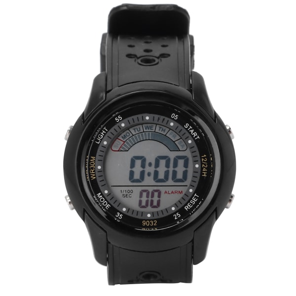 Digital watch Fashionabel vattentät stoppur Alarm Elektronisk watch Svart