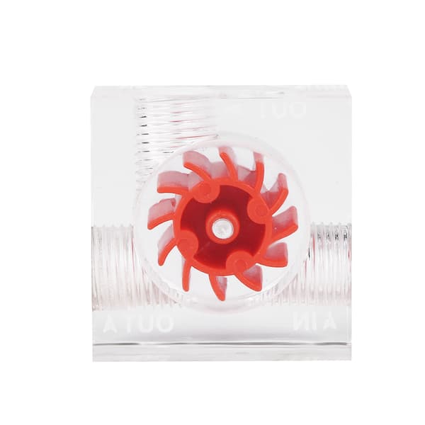 12 Impellers Flow Meter Indikator til PC Vandkølingssystem G1/4\" Tråd Kvadrat (Rød)