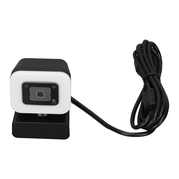 2K Streaming Webbkamera USB Autofokus HD Webbkamera med Mikrofon Touch Light för Spel Streaming Möte