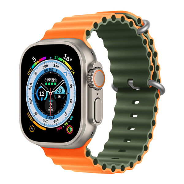 Apple Ocean Watch Ranneke applewatch8/7/se/ultra urheilulle, kaksivärinen silikoni-iwatch-ranneke (38/40/41mm)
