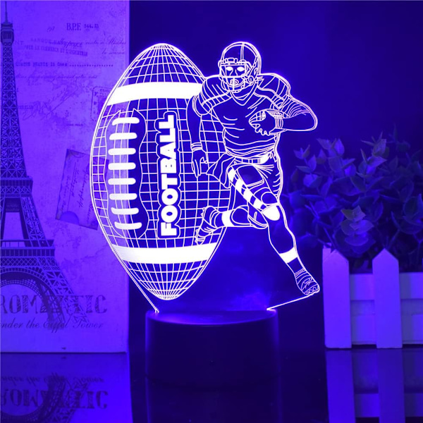 Rugby VS Athletel Figur 3D Lampe Illusionsnattlampe RGB USB Lampe Fjernkontroll/berørings-LED Lampe Barnerom Bordlampe Passer for Bursdag