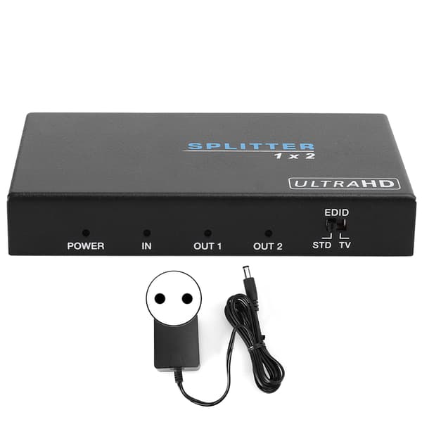 Aluminiumlegering B121H 1x2 HDMI 18 Gbps Splitter 100–240V Stödjer High Dynamic Range