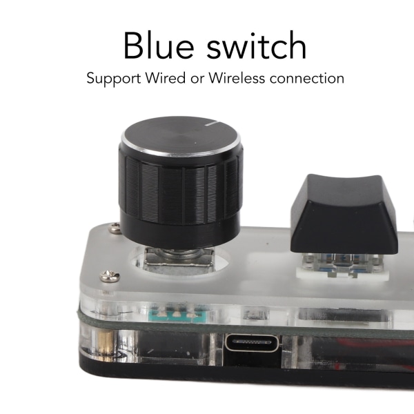 Mininäppäimistö 4 näppäintä 1 nuppi USB tai BT Blue Switch Plug and Play ohjelmoitava näppäimistö taustavalolla toimistomedian pelaamiseen