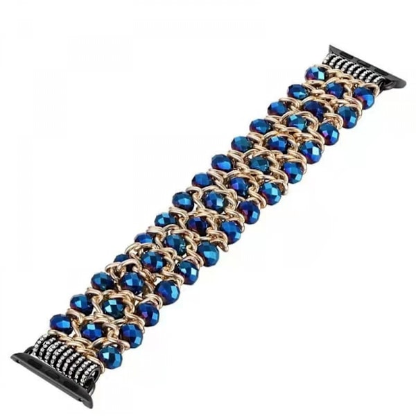 Armband för Apple Watch 42/44/45mm, Crystal Glitter Beads Pearl Bangle för iWatch Series SE 8 7 6 5 4 3 2 1 Metallkedja Smyckesrem