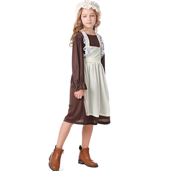 Aomig Victorian Maid -asu tytöille, viktoriaaninen kylä -aikakauden mekko moppihatulla ja valkoisilla sukilla, lasten viktoriaaninen köyhän tytön asu XL-Grown man S