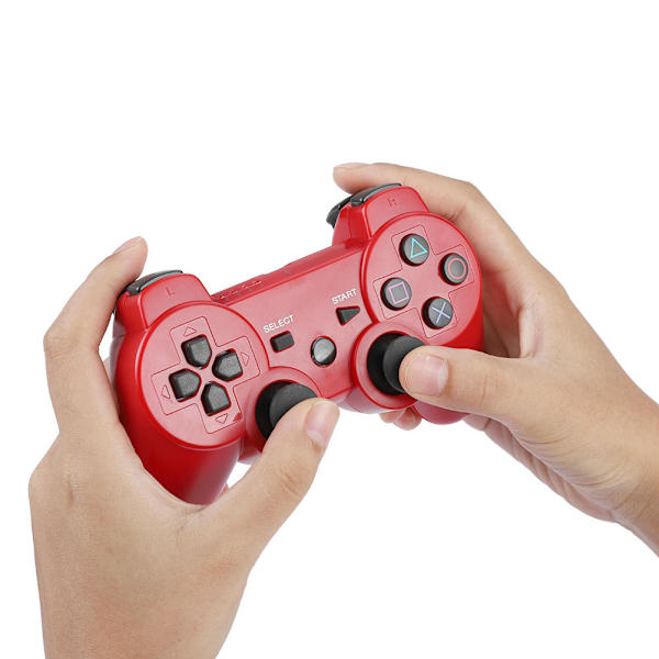 Trådlös Bluetooth Gamepad Game Controller Full featured Game Handle För PS3 (Röd)