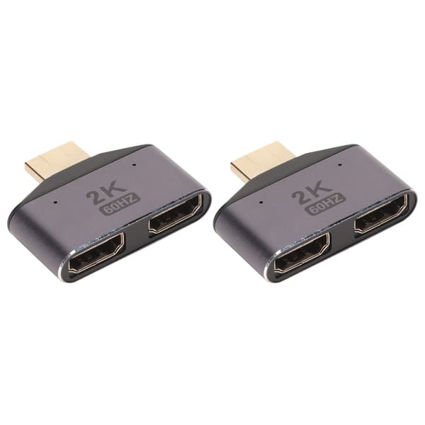 HD Multimedia Interface 1 til 2 Adapter Han til Dobbelt Hun 2K 60Hz Video Splitter med Indikatorlys 2stk