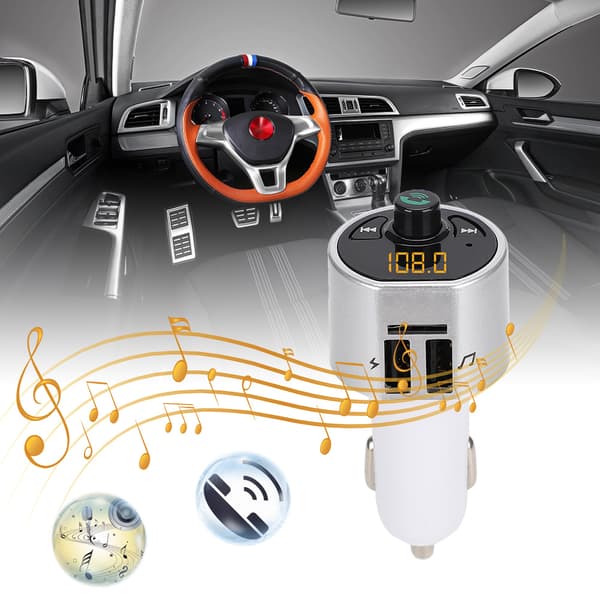 A8 MP3 Bil Bluetooth Håndfri Bil Afspiller FM Transmitter USB Opladning Sølv