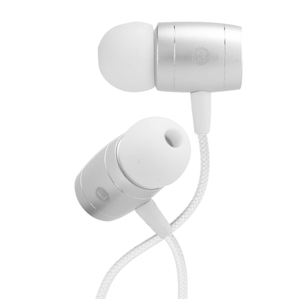 1,2M Silvergrå metall In-Ear brusreducerande hörlurar med kabelkontroll Mobiltelefon hörlurar med mikrofon Silvergrå