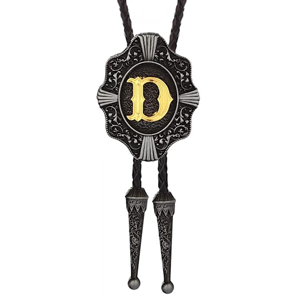 Bolo Tie til mænd - Vintage Initial Letter ABCDMJR til Z Western Cowboy Kostume Bryllup Bolo Ties