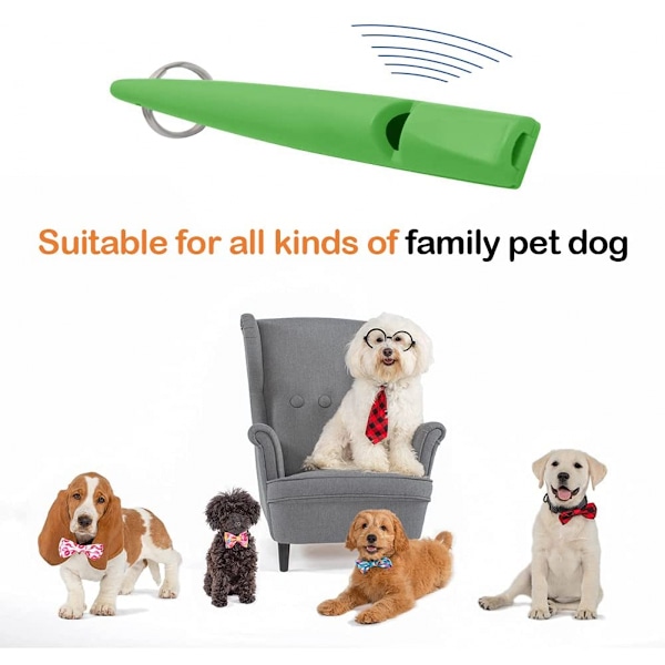 2 stk. Hunde Fløjte til at Stoppe Gøende Nabohunde, Lydløse Fløjter Nemme at Bære, Professionelt Hunde Træningsværktøj med Sort Lanyard (Grøn)