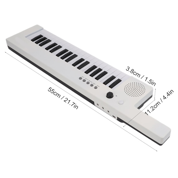37-näppäiminen sähköpiano, kannettava kitara, elektroninen urku, mini-keytar, opetuskäyttöön tarkoitettu soitin BF-3755 White