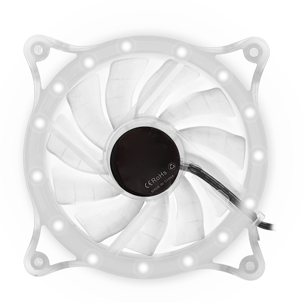 FAN-L17 Mini 120mm LED Halo Tyst Kylfläkt Dator Kylare Radiator Vit