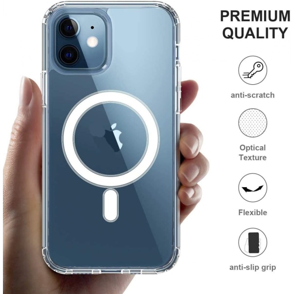 JUSTUP Magnetisk Gennemsigtig Etui til iPhone Etui Kompatibel med Mag-Safe Transparent (til iPhone 13Mini)