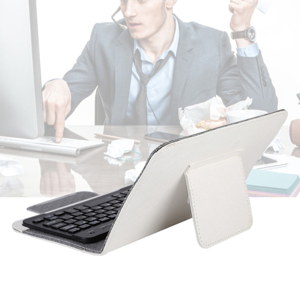 7''-7.9'' Tablet Universal PU Suojakuori Kotelo   Bluetooth-näppäimistö (Valkoinen kotelo  näppäimistö)