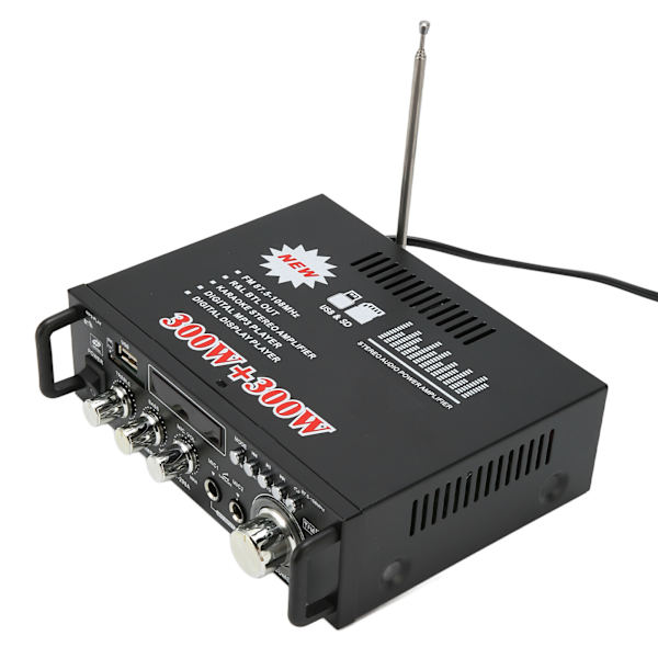 300W 300W Bluetooth-effektförstärkare med USB-minneskortport Fjärrkontroll LED-display för hemmastereosystem 220V EU-kontakt