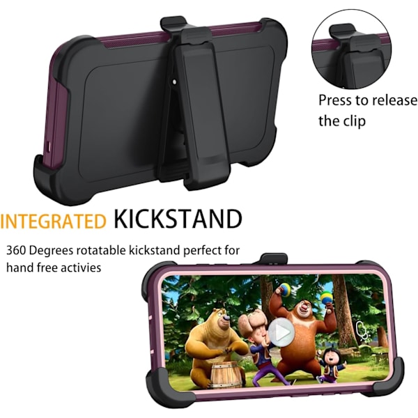 Samsung Galaxy S25 Deksel, S25 Kraftig deksel, [Belteklips Holster] [Skjermbeskytter i glass] [Støtsikker] [Fallsikker] [Støvtett] With Belt Clip, WineRed