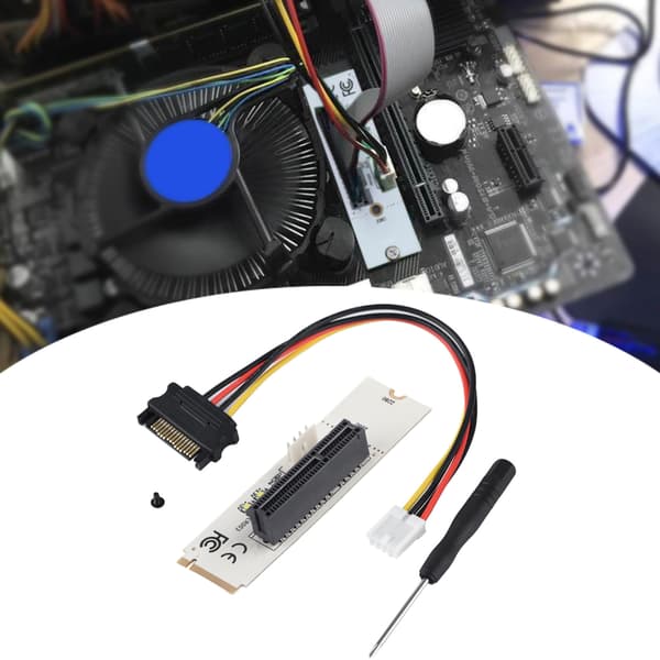NGFF M.2 Key M til PCI-E Express 4X Riser Card Adapter med LED spændingsindikator SATA strømkabel