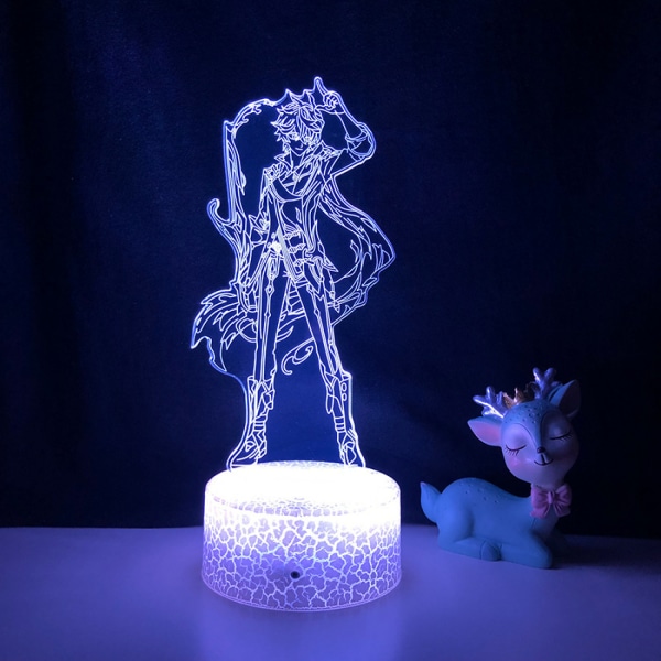Qinwei Game Character 3D Illusion Lampe 16 farger LED-nattlys med berøringsfjernkontroll for barn soveromsdekorasjon -- Dadalia（Crack Seat）