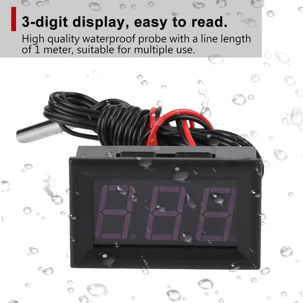 DC5-12V -50~110°C Digitalt Termometer Display Meter med Probe (Blå)